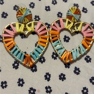 Multicolor Woven Heart Earrings
